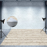 Aperturee - Aperturee Old Retro White Wood Fabric Floor Backdrop For Photo